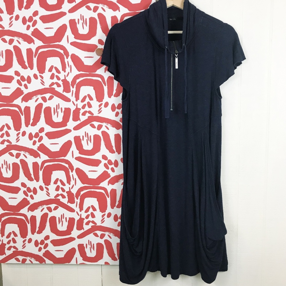 Kensie Midi French-Terry Short-Sleeve Dress